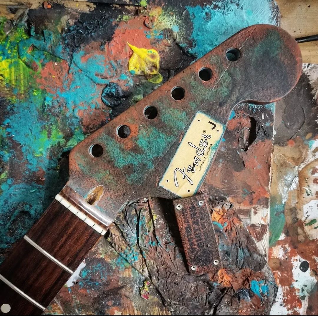 Wasteland Guitar during reconstruction
