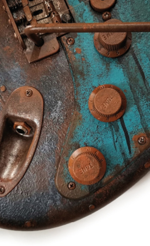 Rusty Metal Black Fender Stratocaster detail 4