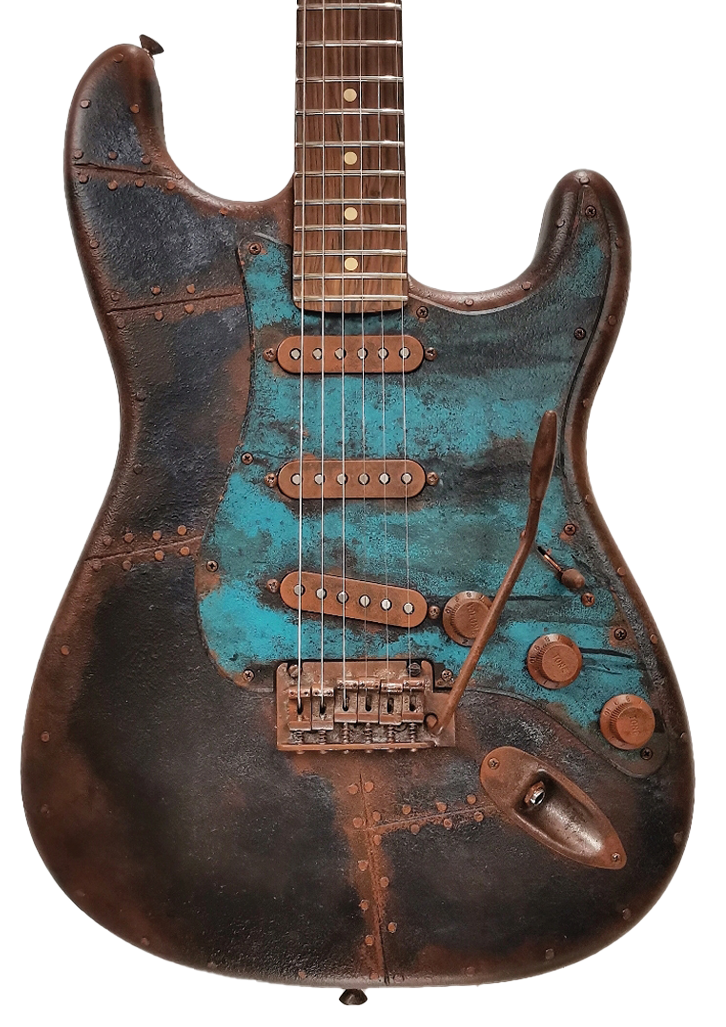 Rusty Metal Black Fender Stratocaster detail 1